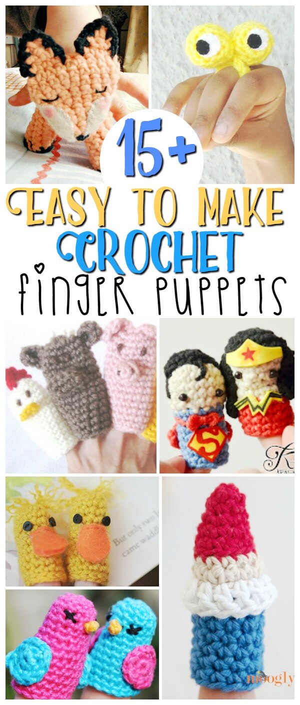 15 Easy to Make Crochet Finger Puppets - the perfect easy homemade toy, use them for finger plays or story baskets
