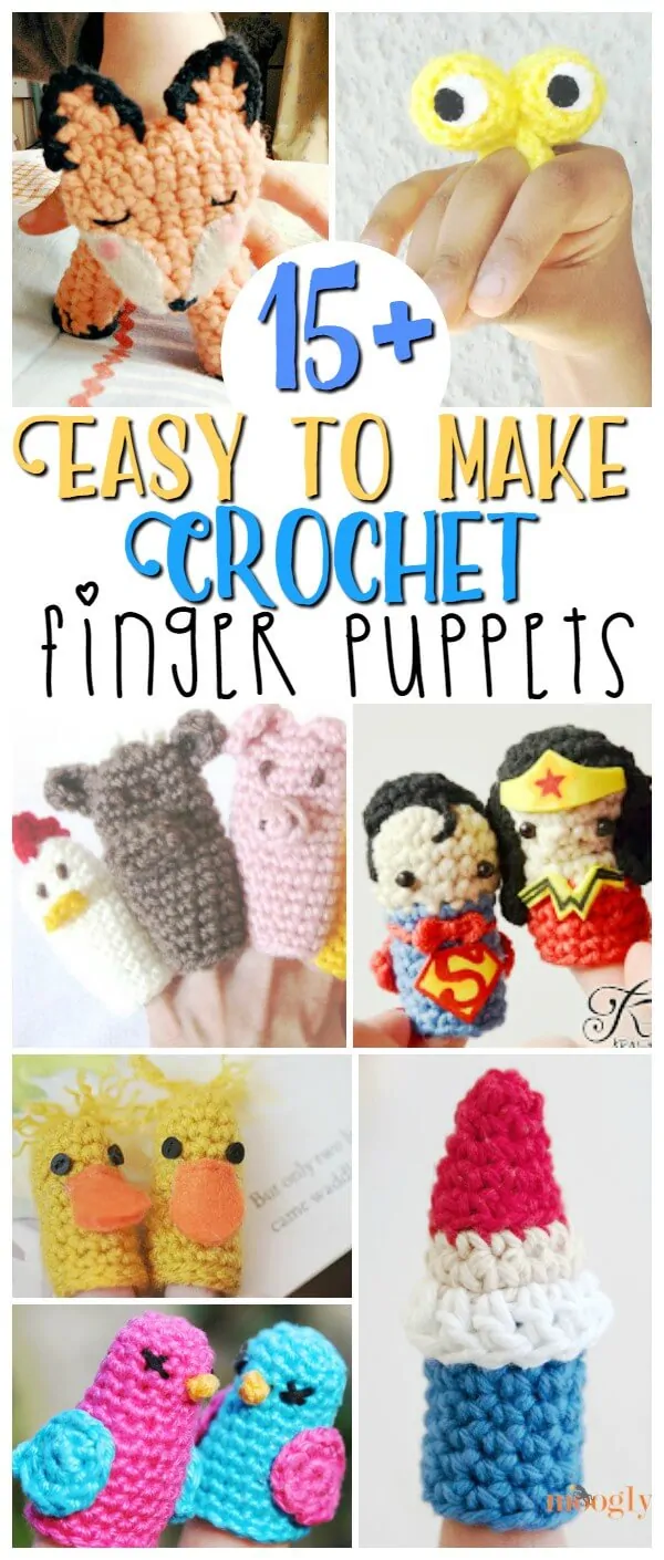15 Easy to Make Crochet Finger Puppets - the perfect easy homemade toy, use them for finger plays or story baskets