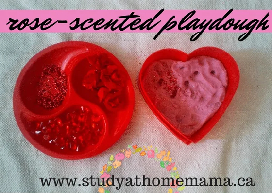 Rose-scented Play Dough at Study-at-Home Mama #valentines