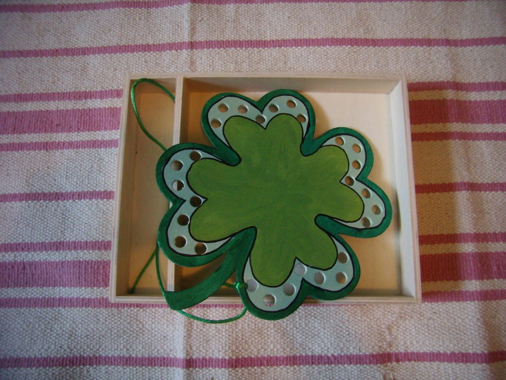 Shamrock Lacing, one of many Montessori-inspired Toddler St Patricks Day Activities