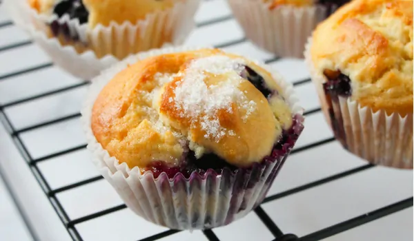 Kids' Kitchen - an easy healthy recipe for blueberry muffins that the kids will love making as much as they love eating them!
