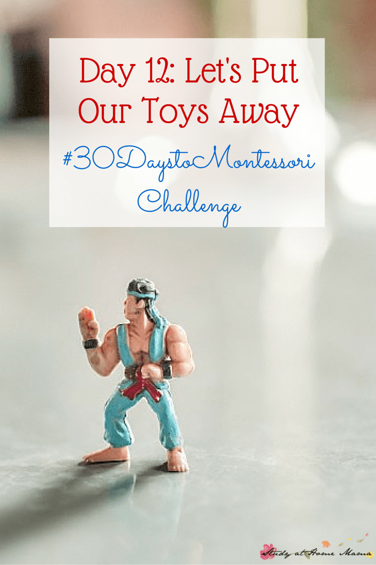 Easy tips to empower children to put their toys away using principles from the Montessori Method as part of the #30daystoMontessori challenge