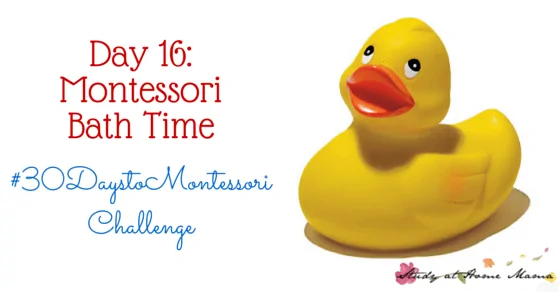 Megan Sheffield from Milkweed Montessori guest posts on how to incorporate Montessori ideas into Bathtime. How to teach toddler self-care in the bath as part of the #30daystoMontessori challenge