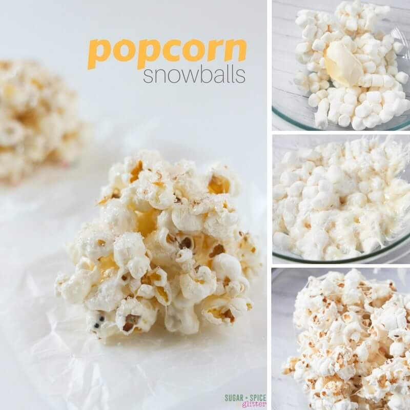 How to make easy popcorn snowballs - a fun twist on Rice Krispie Treats