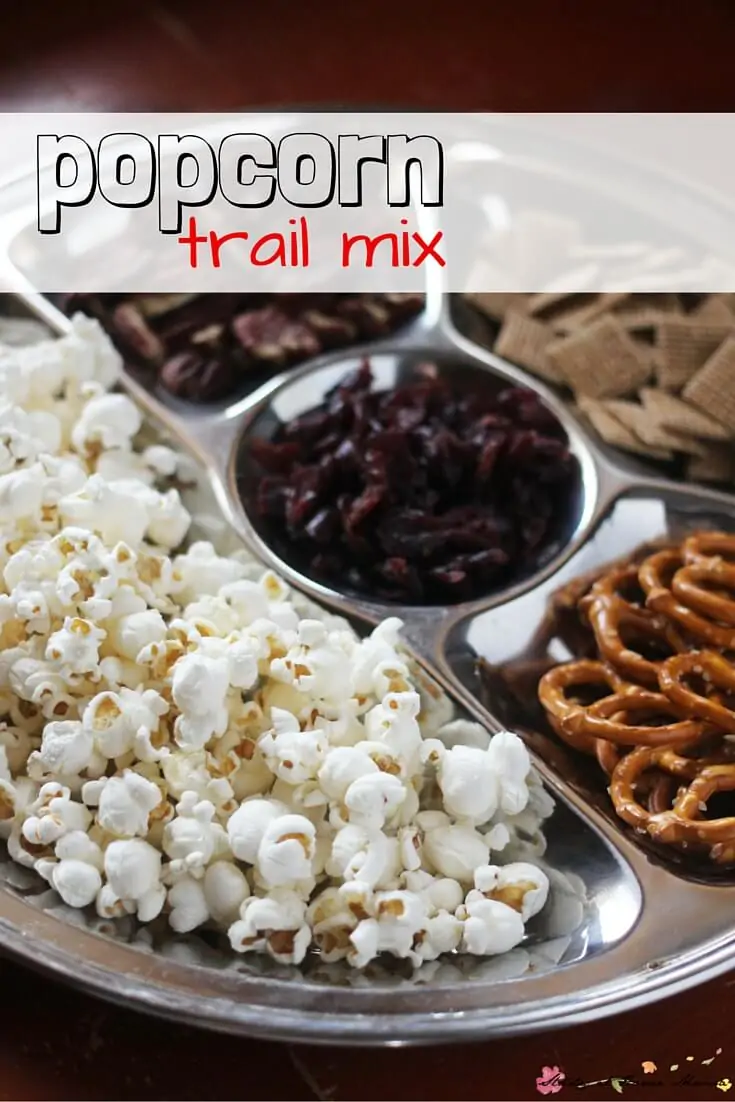 Popcorn trail mix - a fun snack for kids to assemble and enjoy. Perfect for a low-key party or movie night