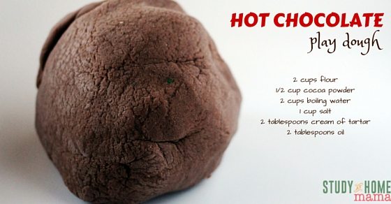 Easy recipe for homemade hot chocolate play dough, the perfect winter play dough recipe
