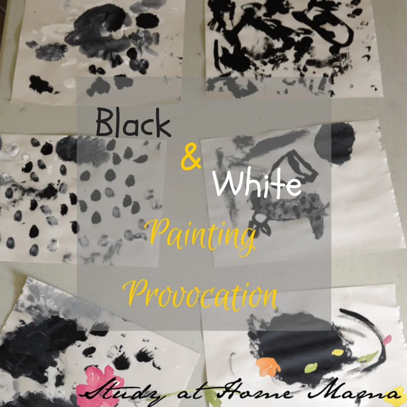 Black and white painting provocation - Reggio art provocation