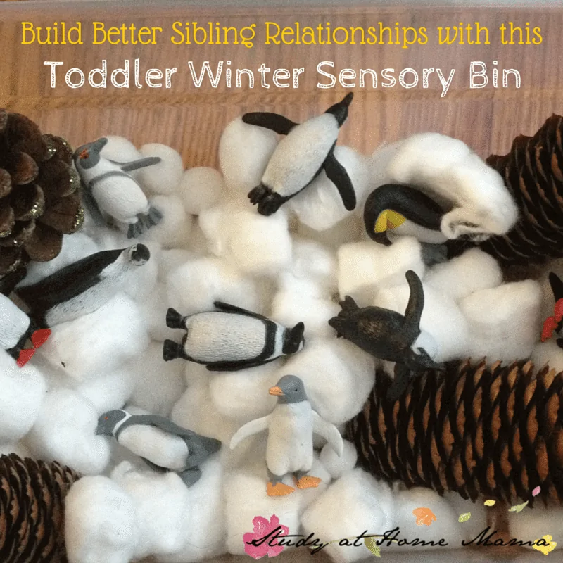 Build Better Sibling Relationships with this Toddler Winter Sensory Bin