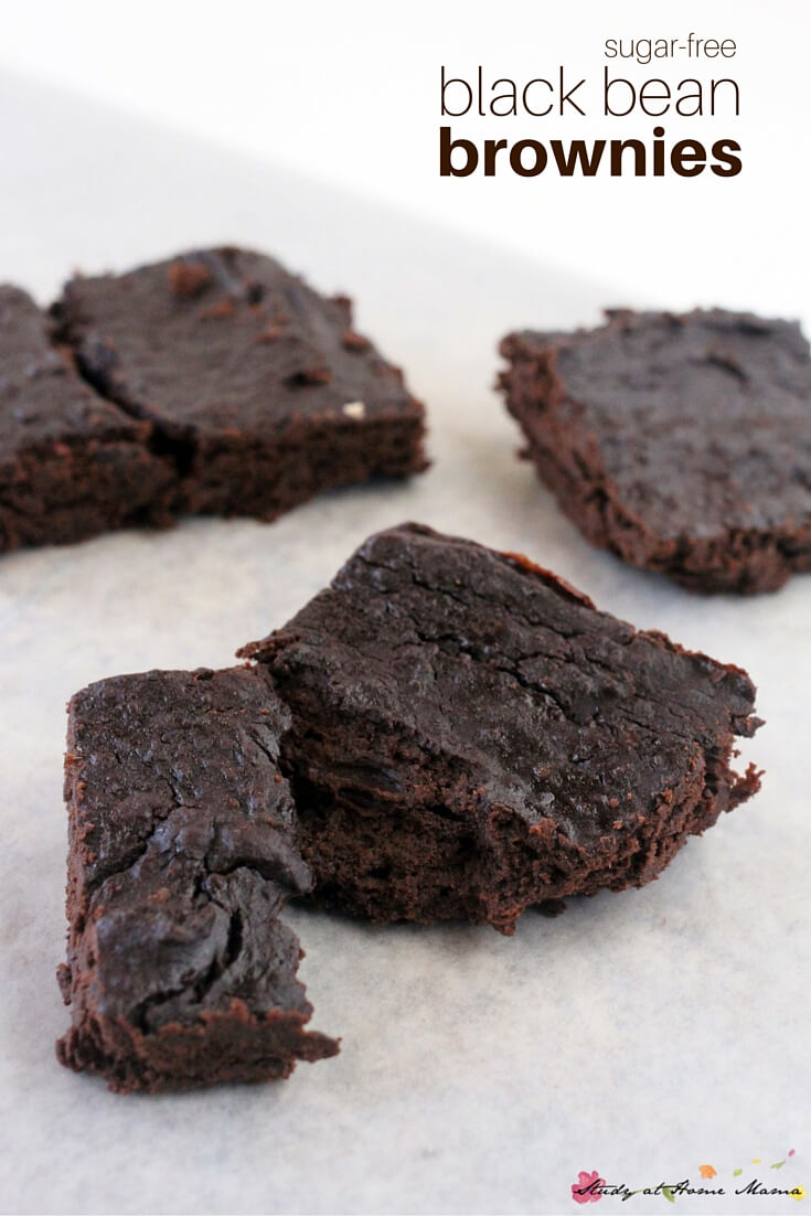 Sugar-free Black Bean Brownies, a delicious and easy brownie recipe from the kids' kitchen. A healthy dessert you can feel good about serving to your family