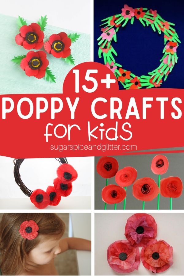 A gorgeous assortment of poppy crafts for kids for Remembrance Day or Veteran's Day, plus book suggestions to help children understand the poppy's significance. Lest we forget