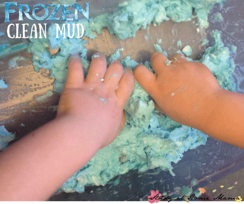 frozen activity: clean mud made with soap and tissue paper - great frozen-inspired sensory play