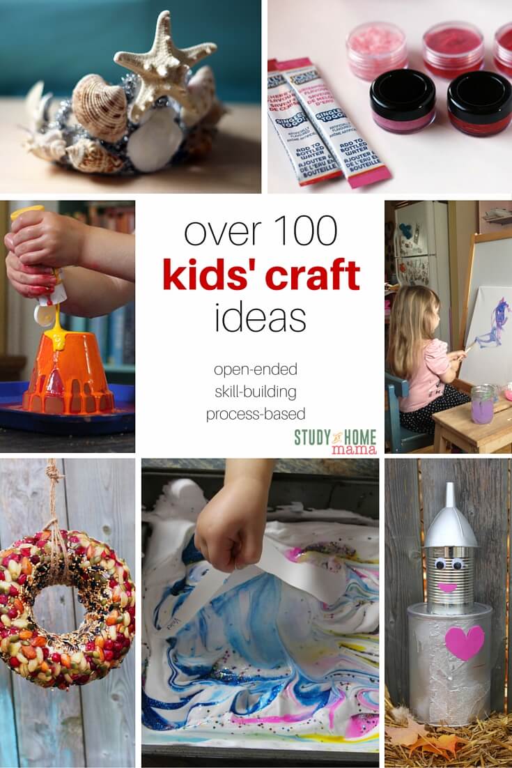 Over 100+ Kids' Craft Ideas all in one place! Toddler crafts, preschool crafts, and some crafts for grade-school kids. Each and every craft benefits children in some way, either with fine motor skill development, math skills, or even emotional intelligence. Crafts for girls and boys alike, as well as some homemade toys.