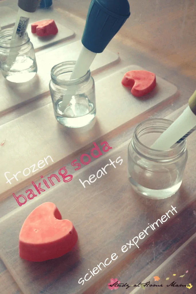Frozen Baking Soda Hearts Science Experiment - a fun twist on the classic baking soda and vinegar experiment with this chilly sensory bin