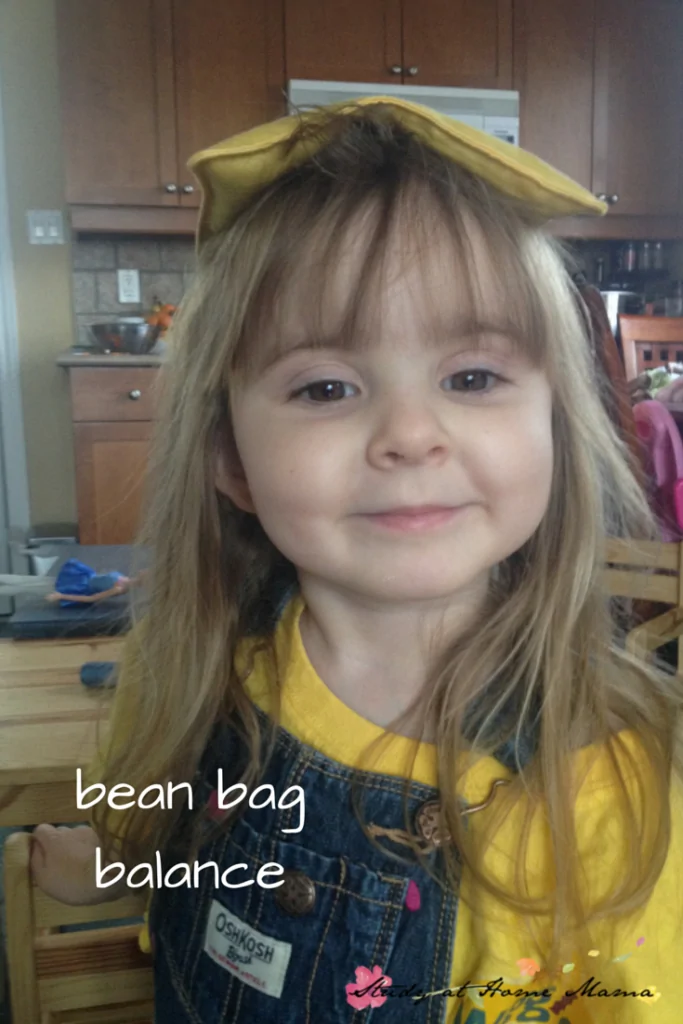 bean bag balance: one of seven indoor bean bag games and activities