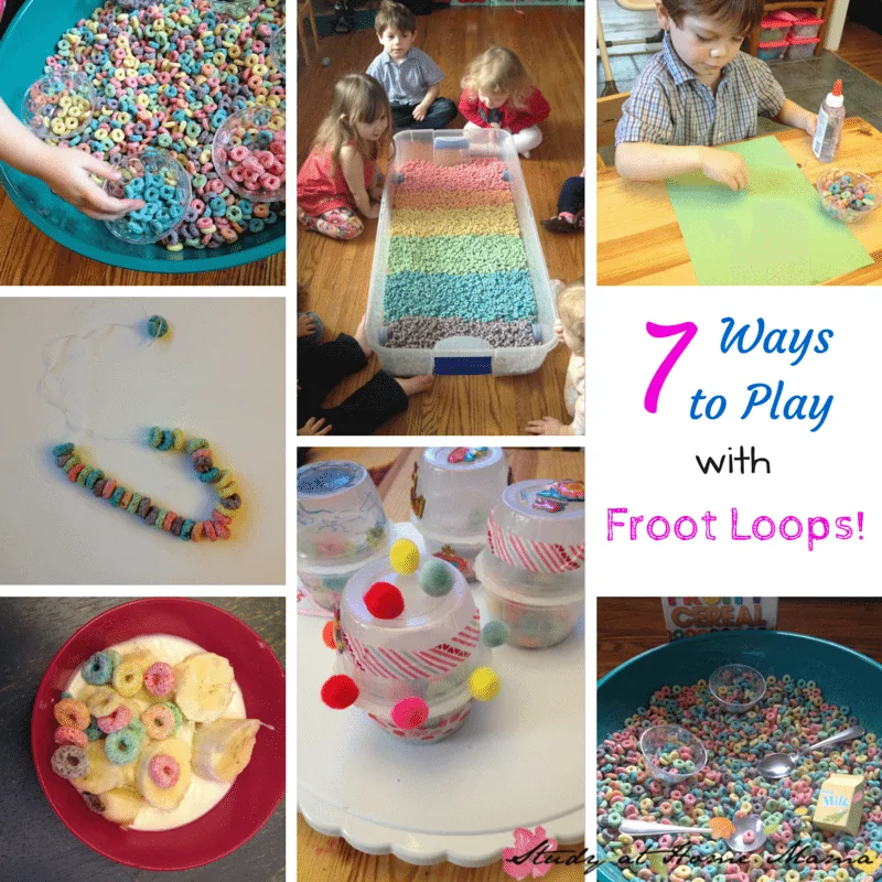 7 Ways to Play with Froot Loops! Frugal sensory play ideas using Froot Loops!