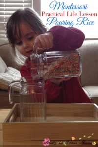 Montessori Practical Life Lesson: Pouring Rice
