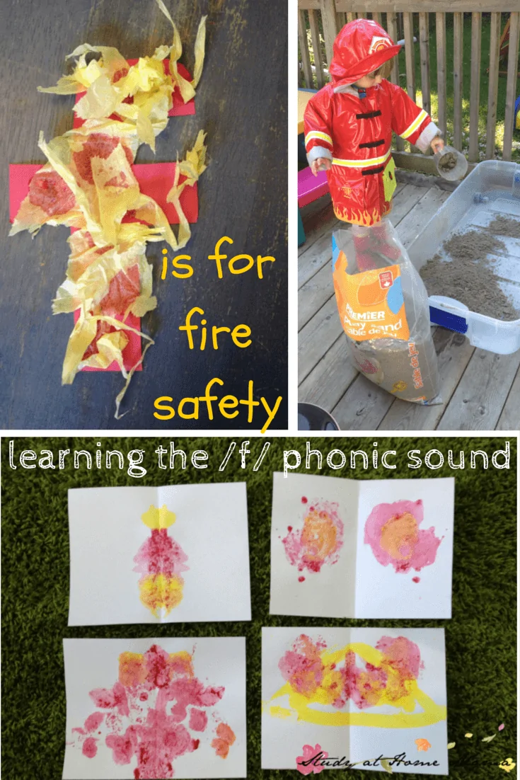 F is for fire safety: learning the f phonic sound, part of a learning letter sounds series of mini unit studies
