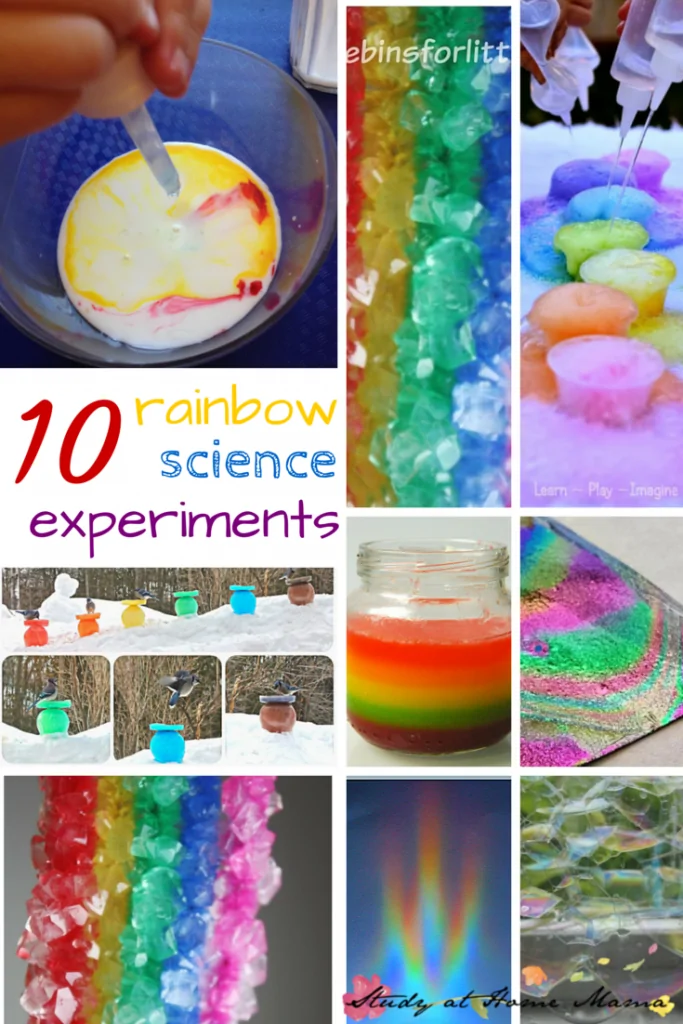 10 Rainbow Science Experiments - part of 50+ rainbow activities & snacks!