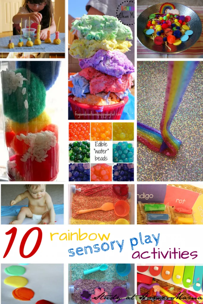 10 Rainbow Sensory Play Activities -- part of 50+ rainbow activities & snacks for kids