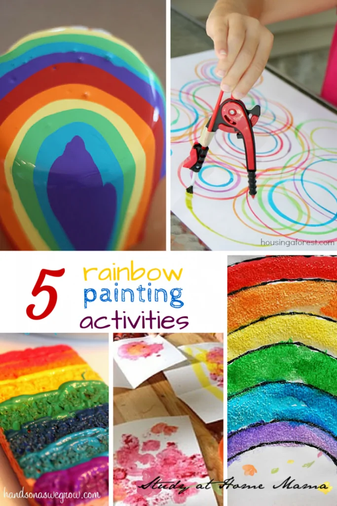 5 Rainbow Painting Activities -- part of 50+ rainbow activities and snacks!