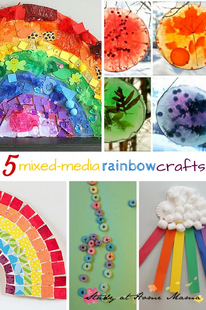 5 mixed-media rainbow crafts -- part of 50+ rainbow activities and snacks!