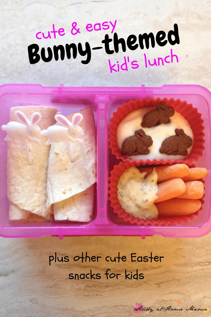 Cute & Easy Bunny-themed Kids lunch for Easter or just for fun! Plus other cute Easter snacks and lunch ideas