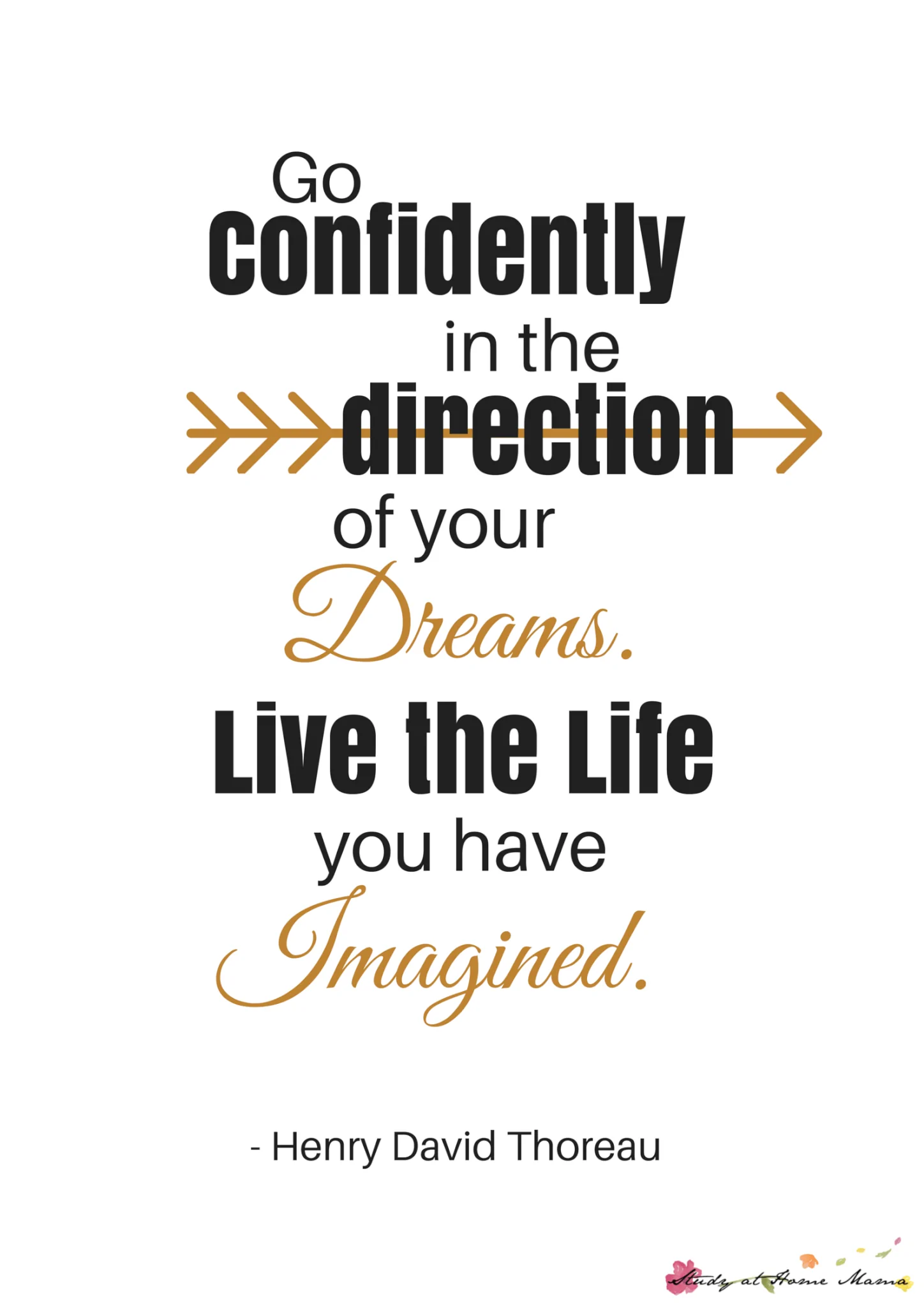 GO CONFIDENTLY IN THE DIRECTION OF YOUR DREAMS. LIVE THE LIFE YOU HAVE IMAGINED. HENRY DAVID THOREAU PRINTABLE QUOTE POSTER