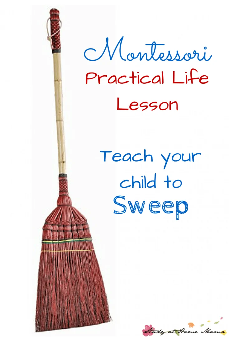Montessori Practical Life Lesson: Teach Your Child to Sweep - a fun and easy practical life activity that can encourage children to be responsible for their messes, while developing their gross motor skills
