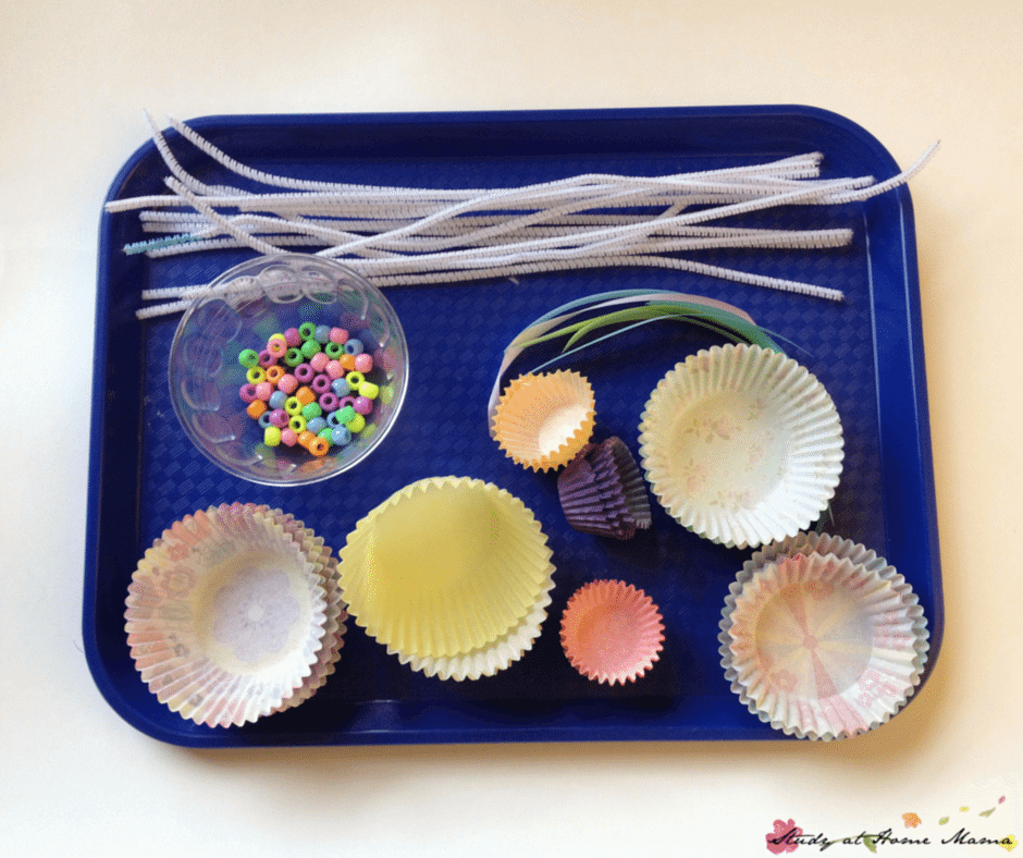 Craft supplies for an easy spring flower craft for kids -- a great Mother's Day craft for kids!