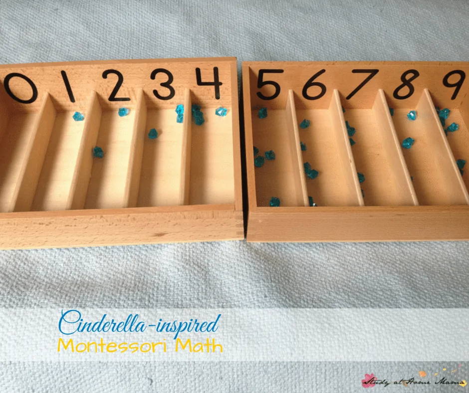 Montessori Math inspired by Disney's Cinderella, part of a series of Disney Preschool Learning Activities