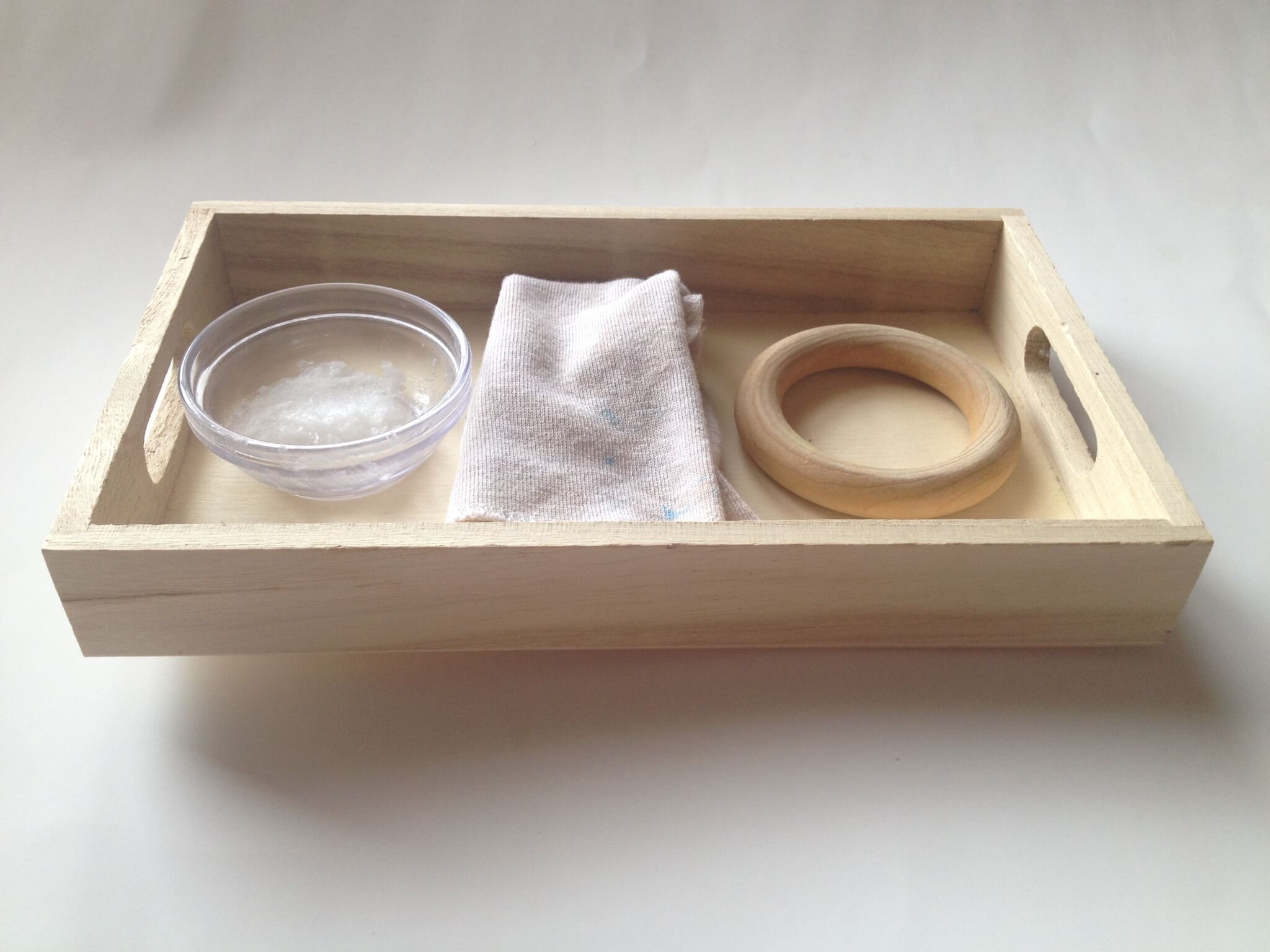 polishing wood practical life tray -- for making your own diy waldorf hand kite for spring