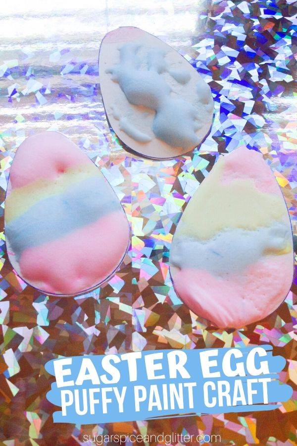 Easter Egg Craft made with Homemade Puffy Paint - and a Montessori twist!