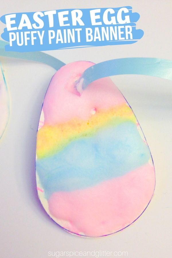A simple, three-ingredient recipe for making homemade puffy paint, plus a cute Easter craft for kids to use it on that doubles as Easter decor