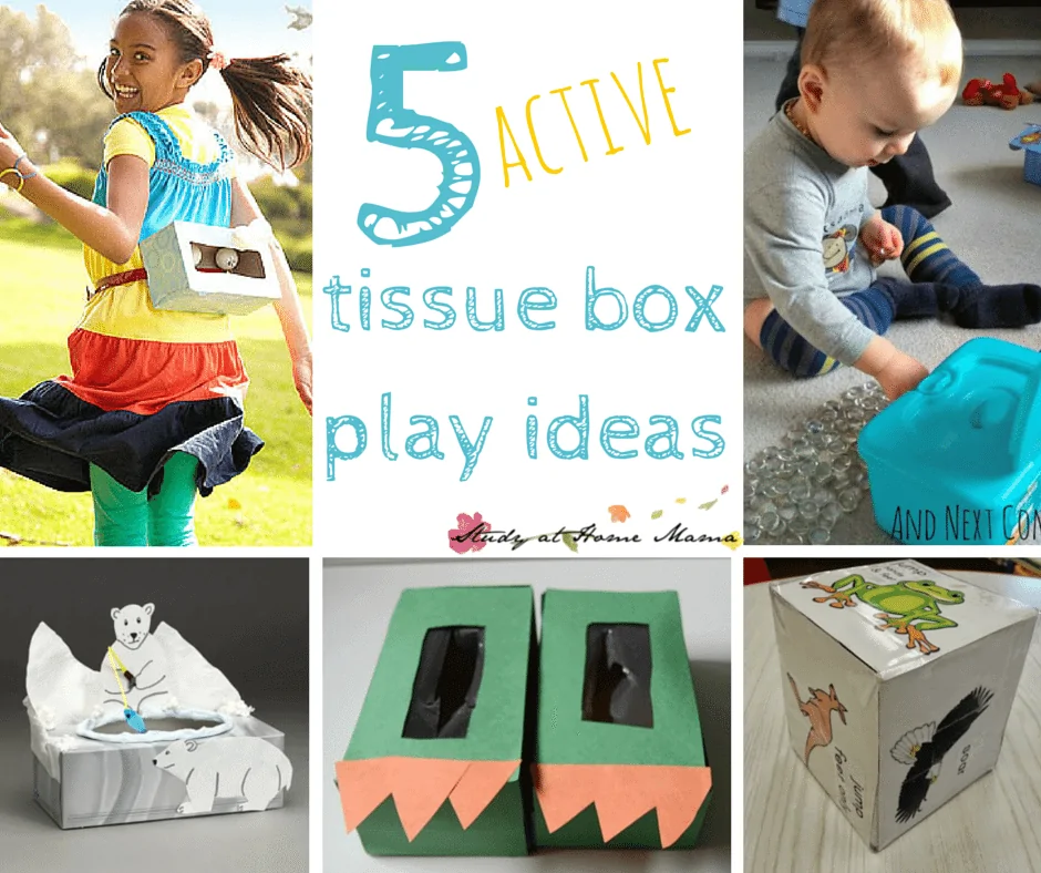 5 ACTIVE Tissue Box Play Ideas - part of 20 Tissue Box Play & Kid Craft Ideas