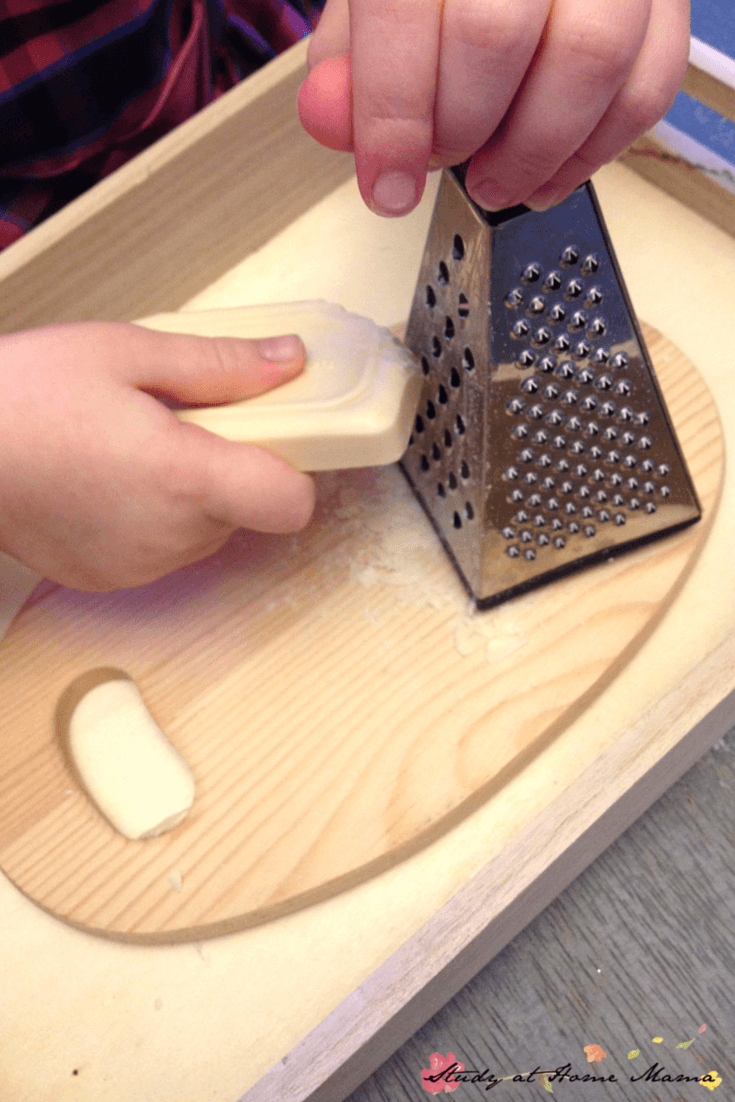 Montessori Practical Life Activity: Grating Soap