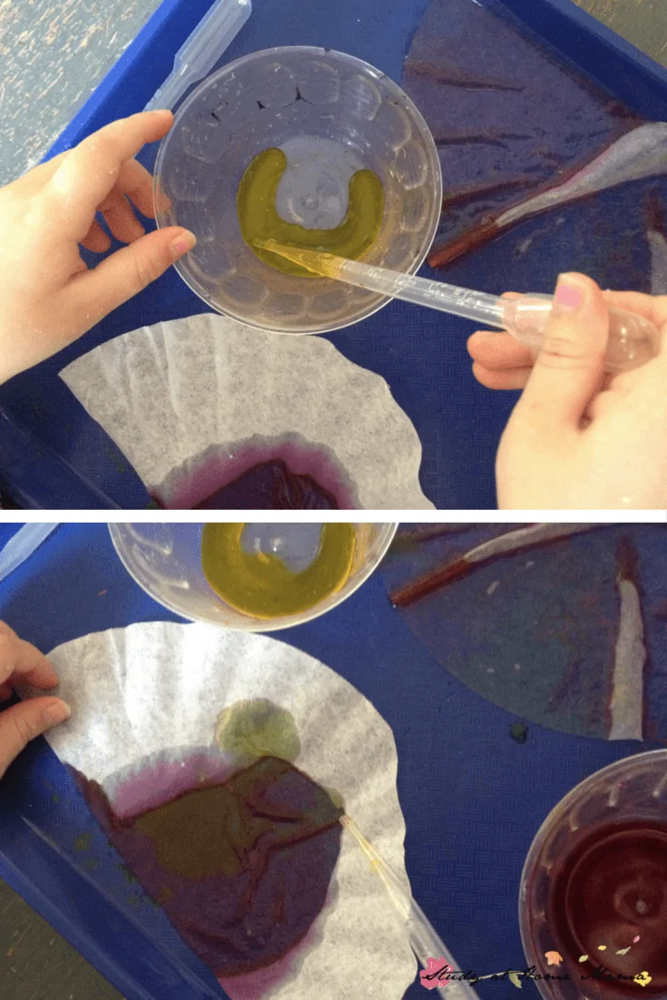 Using pipettes to make a coffee filter craft
