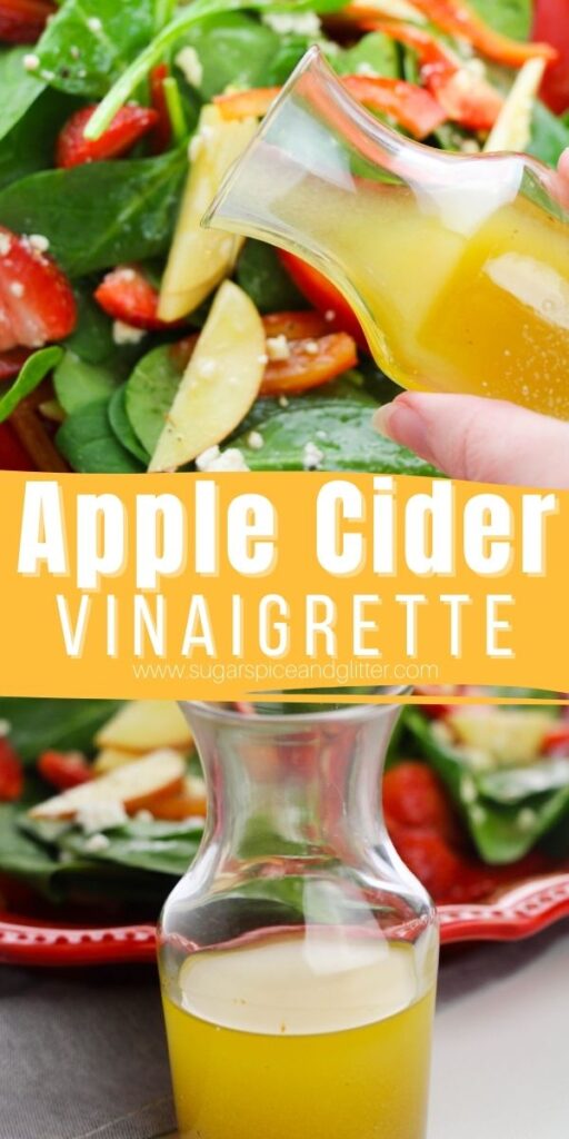 A refreshing homemade salad dressing with a zesty and bold flavour - this apple cider vinaigrette is slightly sour, making it the perfect dressing to balance out bitter salad greens, and it has just the right hit of natural sweetness from a touch of honey.