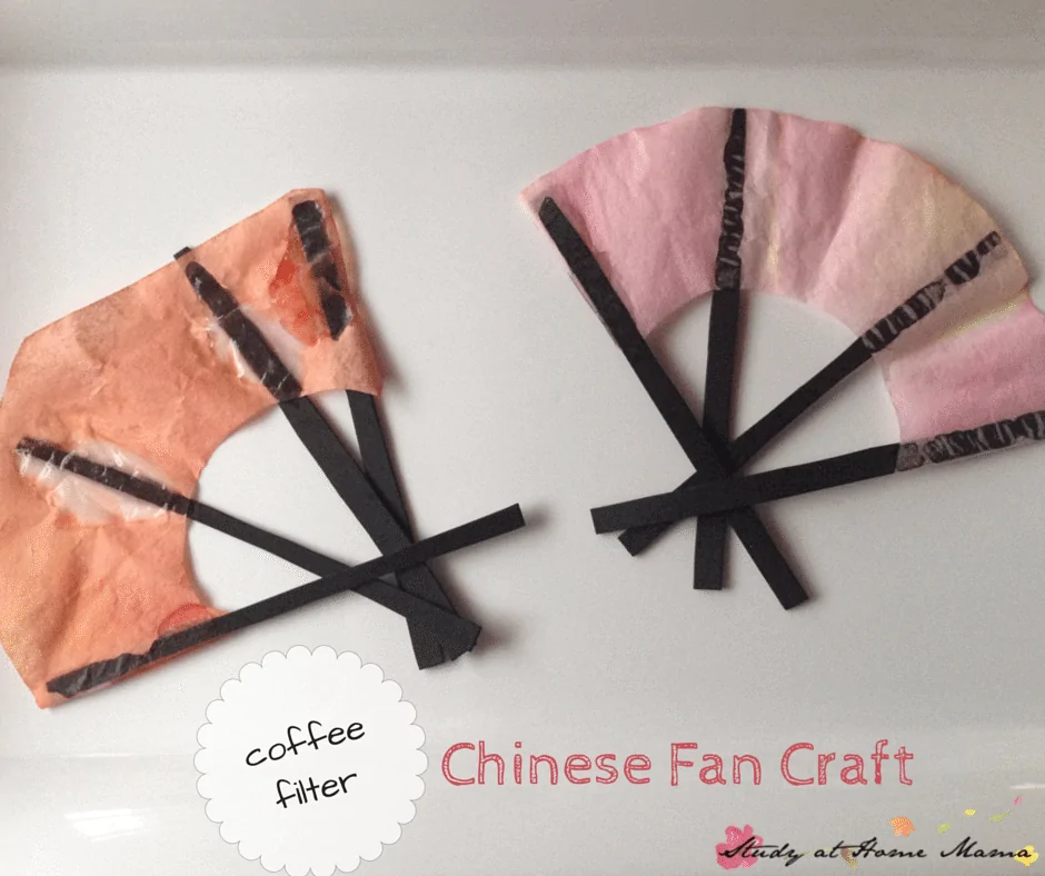 Chinese Fan Coffee Filter Craft - multicultural learning with crafts!