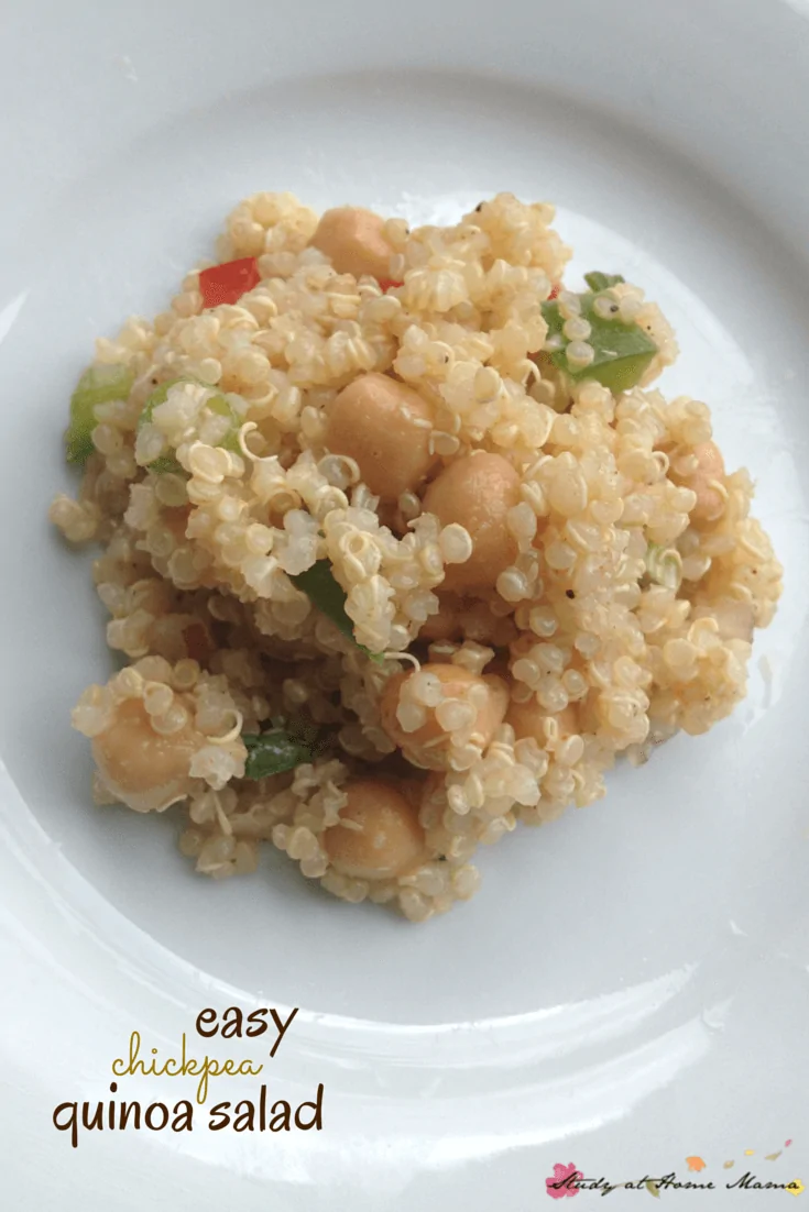 fresh and easy Chickpea Quinoa Salad - with tips on how to cook quinoa perfectly. An easy healthy recipe for lunch