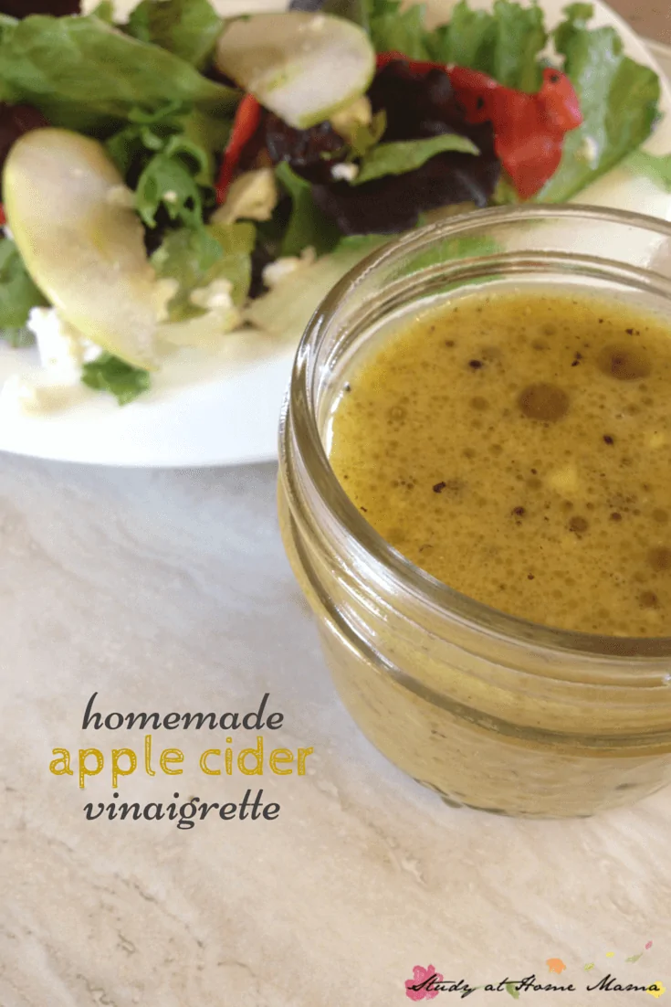 Homemade Apple Cider Vinaigrette; easy and quick apple cider salad dressing. An easy healthy recipe to keep in the fridge 