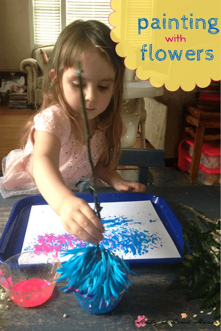 painting with flowers: a process-based art activity for kids. Part of a botany for kids unit study