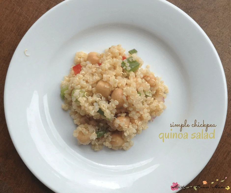 Simple Chickpea Quinoa Salad, an easy healthy lunch recipe with tips on how to cook quinoa
