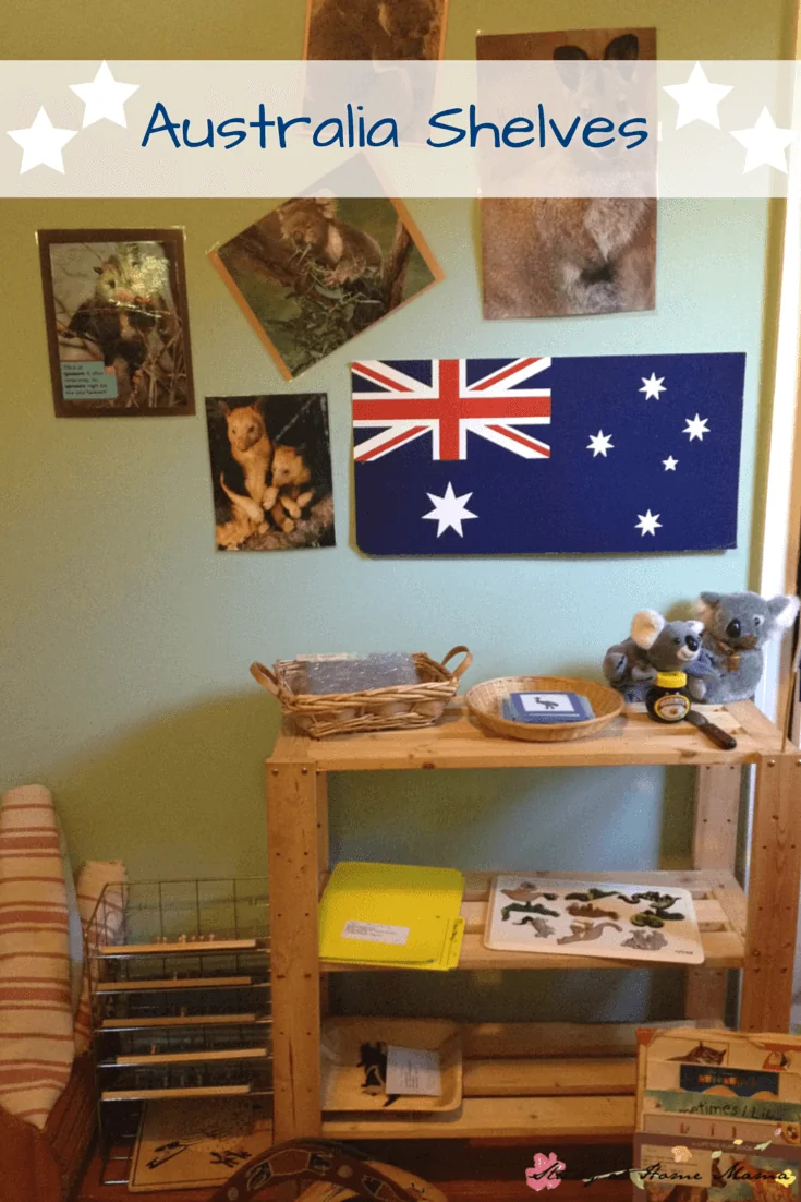 Australia Shelves: Montessori Australia Unit - one way to present an Australia Continent Box and explore geography for kids