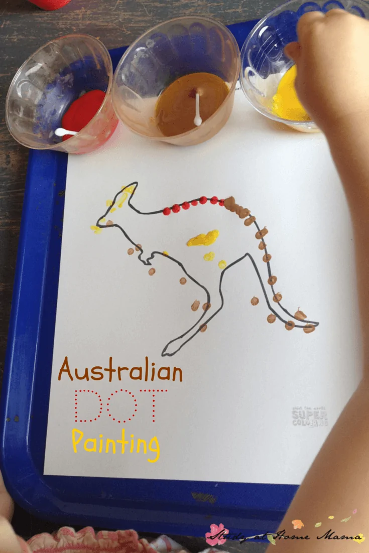 Kids Craft Idea: Australia craft: Aboriginal dot painting - part of an Australia Unit Study, geography for kids