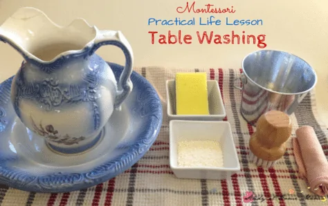 Montessori Practical Life Lesson: Table Washing is a vital skill that all children need to learn