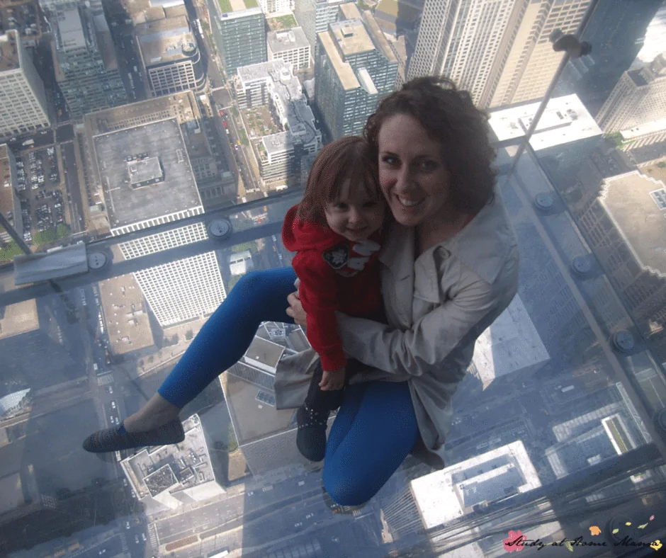 Sitting on the Skydeck in Chicago - and sharing our top Chicago restaurants for foodies with kids!