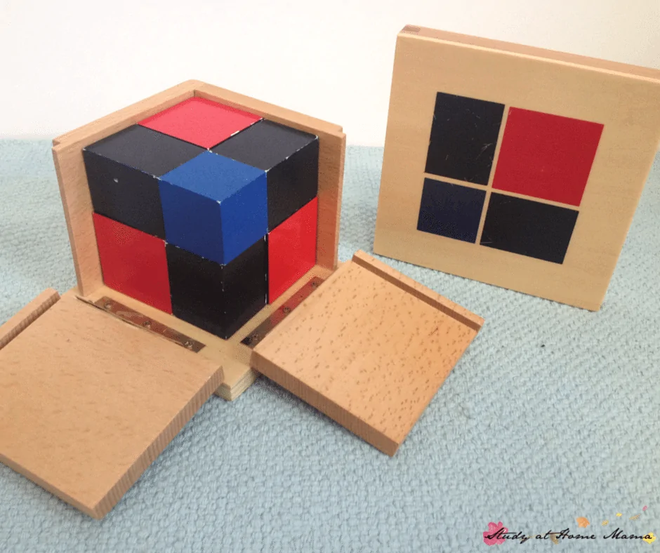 Binomial Cube, part of a Budget-priced Montessori Sensorial Materials Review (Part 2): You don't need to buy premium Montessori materials in order to expect quality. This Montessori teacher shares the materials she likes from discount Montessori retailers, and which Montessori materials to avoid!