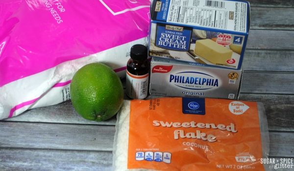 ingredients to make coconut cream cheese frosting
