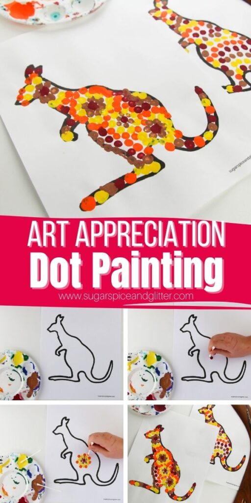 How to make an Australian Aboriginal-inspired dot painting with kids, a great fine motor activity that also builds appreciation for this beautiful art tradition and the culture it comes from