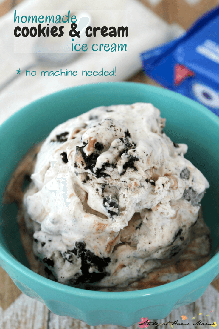Homemade Cookies & Cream Ice Cream - an easy recipe that just involves a mixer with a whisk attachment, no ice cream machine needed!